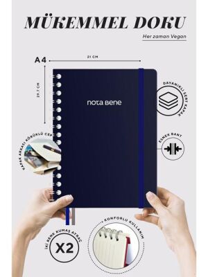 Victoria Journals Spiralli Sert Kapak Defter A4 100Gr 160Yaprak Çizgili Lacivert - 3
