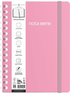 Victoria Journals Spiralli Sert Kapak Defter A4 100Gr 160Yaprak Çizgili Pembe - 2