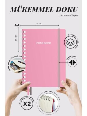 Victoria Journals Spiralli Sert Kapak Defter A4 100Gr 160Yaprak Çizgili Pembe - 2