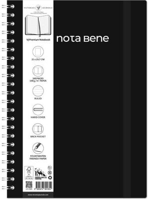 Victoria Journals Spiralli Sert Kapak Defter A4 100Gr 160Yaprak Çizgili Siyah - 1