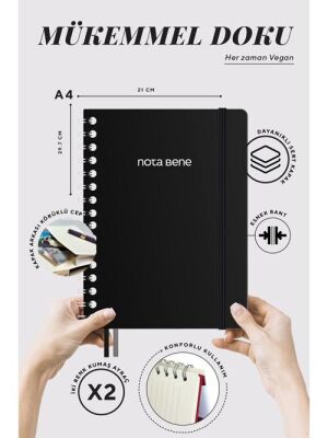 Victoria Journals Spiralli Sert Kapak Defter A4 100Gr 160Yaprak Çizgili Siyah - 3