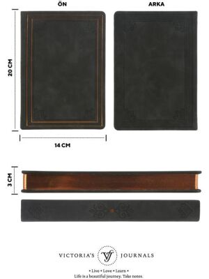 Victorias Journals 123-9108 Vintage Old Book Defter Düz 14X20 Cm 128 Sh Mat Siyah - 3