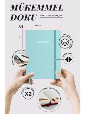 Victorias Journals Premium Sert Kapak Defter A5 100Gr 192 Sayfa Çizgili Turkuaz - 3