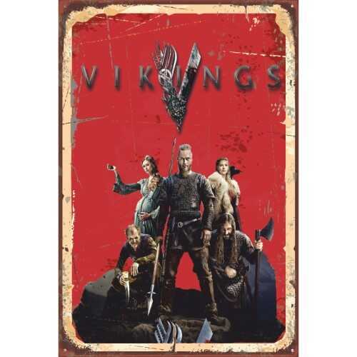Vikings Retro Vintage Ahşap Poster