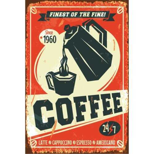 Vintage Coffee Retro Ahşap Poster