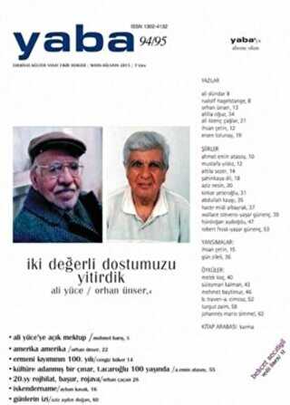 Yaba Edebiyat Dergisi Sayı: 94-95 - Yaba Dergisi Yayınları