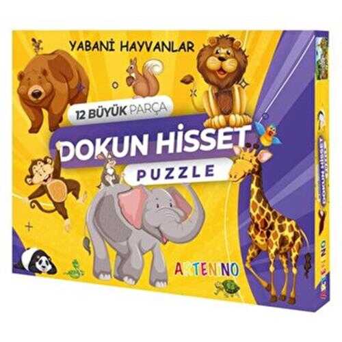 Yabani Hayvanları 12 Büyük Parça Dokun Hisset Puzzle - Artenino Yayıncılık