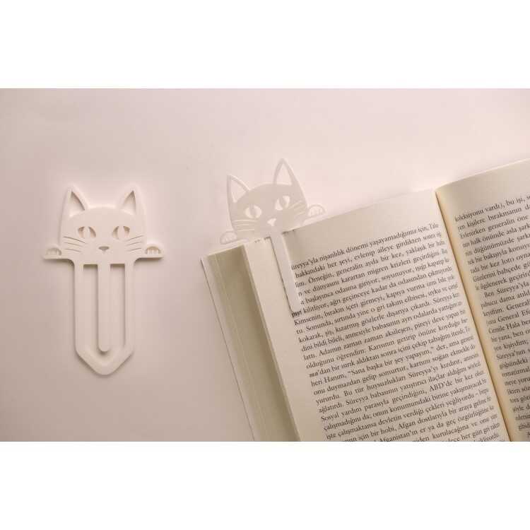 Yade Kitap Ayracı 3D Beyaz Kedicik