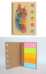 Yapışkan Notluklu Spiralli Not Defteri 4 - Wenote Tasarım