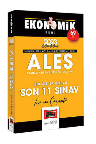 Yargı Yayınları 2023 ALES Tamamı Çözümlü Çıkmış Son 11 Sınav Soruları Ekonomik Seri 20 Kasım 2022 Sınavı Dahil