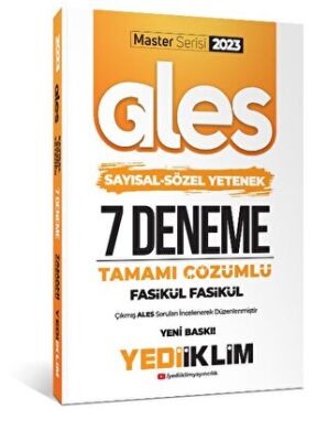 Yediiklim Yayınları 2023 Master Serisi Ales Sayısal - Sözel Yetenek Tamamı Çözümlü 7 Fasikül Deneme - 1