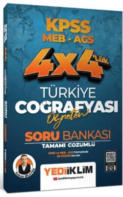 Yediiklim Yayınları 2025 KPSS MEB AGS 4X4 Öğreten Türkiye Coğrafyası Tamamı Çözümlü Soru Bankası - 1