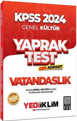 Yediiklim Yayınları 2024 KPSS Genel Kültür Vatandaşlık Çek Kopart Yaprak Test - 2
