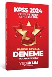 Yediiklim Yayınları 2024 KPSS Genel Yetenek Genel Kültür Tamamı Çözümlü 3 Yıldız Fasikül Deneme - Yediiklim Yayınları