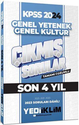 Yediiklim Yayınları 2024 KPSS Lisans Genel Yetenek Genel Kültür Son 4 Yıl Tamamı Çözümlü Çıkmış Sorular - 1