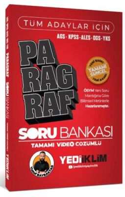 Yediiklim Yayınları AGS KPSS ALES DGS YKS Tüm Adaylar İçin Paragraf Tamamı Video Çözümlü Soru Bankası - 1