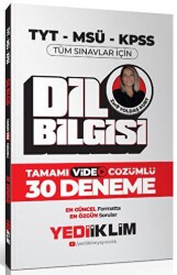Yediiklim Yayınları 2024 TYT-MSÜ-KPSS Dil Bilgisi Tamamı Video Çözümlü 30 Deneme - Yediiklim Yayınları