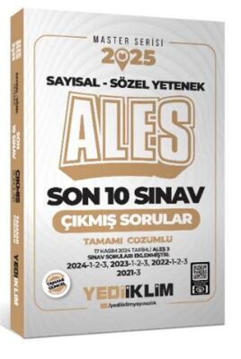 Yediiklim Yayınları 2025 ALES Master Serisi Sayısal - Sözel Yetenek Tamamı Çözümlü Son 10 Sınav Çıkmış Sorular ALES 3 Dahil - 1