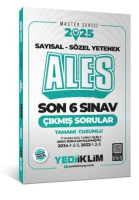 Yediiklim Yayınları 2025 ALES Master Serisi Sayısal - Sözel Yetenek Tamamı Çözümlü Son 6 Sınav Çıkmış Sorular ALES 3 Dahil - 1