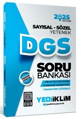 Yediiklim Yayınları 2025 DGS Prestij Serisi Sayısal-Sözel Yetenek Tamamı PDF Çözümlü Soru Bankası - 1