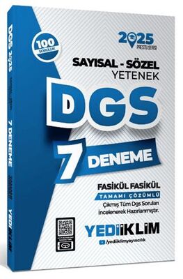 Yediiklim Yayınları 2025 DGS Sayısal-Sözel Yetenek 7 Fasikül Deneme - 1