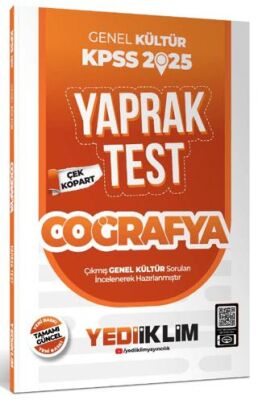 Yediiklim Yayınları 2025 KPSS Genel Kültür Coğrafya Çek Kopart Yaprak Test - 1