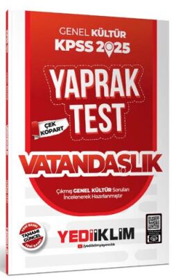 Yediiklim Yayınları 2025 KPSS Genel Kültür Vatandaşlık Çek Kopart Yaprak Test - 1