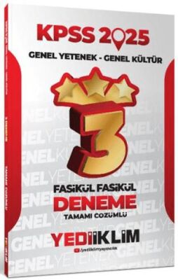 Yediiklim Yayınları 2025 KPSS Genel Yetenek Genel Kültür Tamamı Çözümlü Fasikül Fasikül 3 Yıldız Deneme - 1