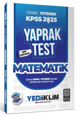 Yediiklim Yayınları 2025 KPSS Genel Yetenek Matematik Çek Kopart Yaprak Test - 1