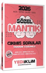 2026 AGS KPSS ALES DGS Sözel Mantık Tamamı Çözümlü Çıkmış Sorular - Yediiklim Yayınları
