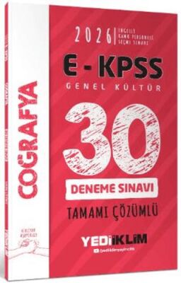 2026 E-KPSS Tüm Adaylar İçin Genel Kültür Coğrafya Tamamı Çözümlü 30 Deneme Sınavı - 1