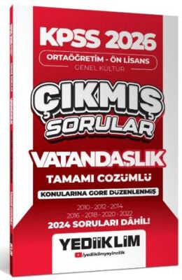 2026 KPSS Ortaöğretim - Ön Lisans Genel Kültür Vatandaşlık Tamamı Çözümlü Çıkmış Sorular 2024 Soruları Dahil - 1