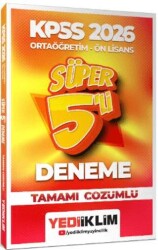 2026 KPSS Ortaöğretim - Önlisans Genel Yetenek Genel Kültür Tamamı Çözümlü Süper 5 Deneme - Yediiklim Yayınları