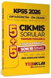 2026 Ortaöğretim-Önlisans Genel Yetenek Genel Kültür 5+5 Tamamı Çözümlü Son 10 Sınav Fasikül Fasikül Çıkmış Sorular - Yediiklim Yayınları