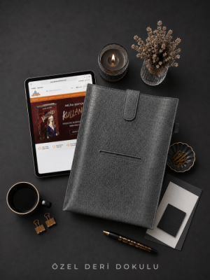 Yeni Nesil Kitap ve Tablet Çantası - Özel Deri Dokulu Antrasit - 2