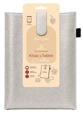 Yeni Nesil Kitap ve Tablet Çantası - Özel Deri Dokulu Gümüş - 1