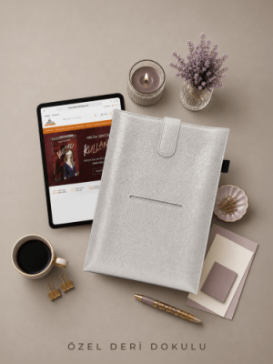 Yeni Nesil Kitap ve Tablet Çantası - Özel Deri Dokulu Gümüş - 2
