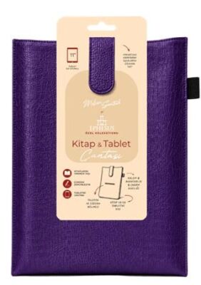 Yeni Nesil Kitap ve Tablet Çantası - Özel Deri Dokulu Mor - 1