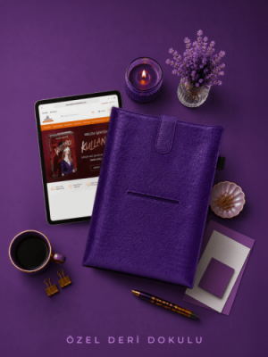 Yeni Nesil Kitap ve Tablet Çantası - Özel Deri Dokulu Mor - 2