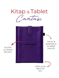 Yeni Nesil Kitap ve Tablet Çantası - Özel Deri Dokulu Mor - 3