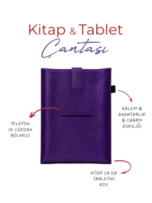 Yeni Nesil Kitap ve Tablet Çantası - Özel Deri Dokulu Mor - 3