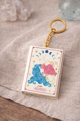 Yıldız Defter 4,5x7cm Kitap Anahtarlık - Aquarius Kova Burcu - 1