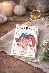 Yıldız Defter 4,5x7cm Kitap Anahtarlık - Aries Koç Burcu - Yıldız Defter