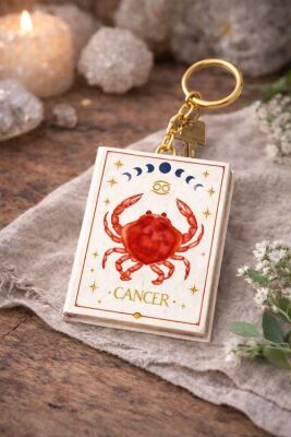 Yıldız Defter 4,5x7cm Kitap Anahtarlık - Cancer Yengeç Burcu - 1