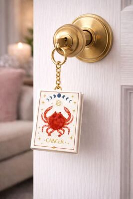 Yıldız Defter 4,5x7cm Kitap Anahtarlık - Cancer Yengeç Burcu - 2