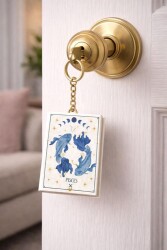 Yıldız Defter 4,5x7cm Kitap Anahtarlık - Pisces Balık Burcu - Yıldız Defter