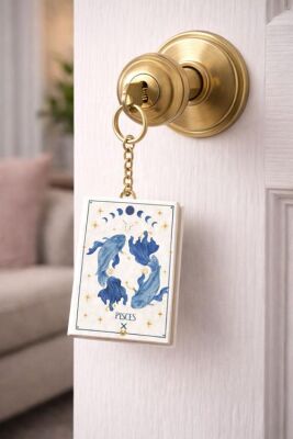 Yıldız Defter 4,5x7cm Kitap Anahtarlık - Pisces Balık Burcu - 1