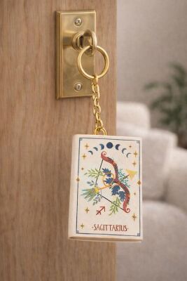 Yıldız Defter 4,5x7cm Kitap Anahtarlık - Sagıttarıus Yay Burcu - 1