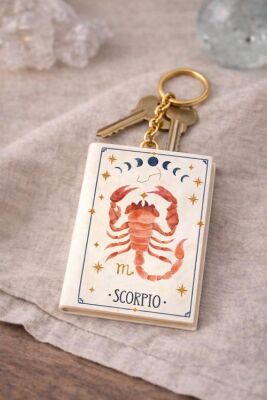 Yıldız Defter 4,5x7cm Kitap Anahtarlık - Scorpio Akrep Burcu - 1