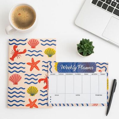 Yıldız Defter A4 Defter Ve Planlayıcı Set Karides & Deniz Kabuğu - 1
